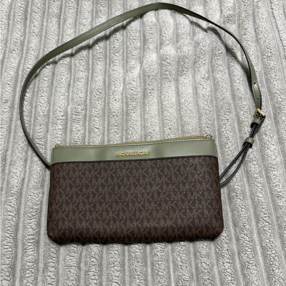 Michael Kors Olive and Chocolate Crossbody Bag